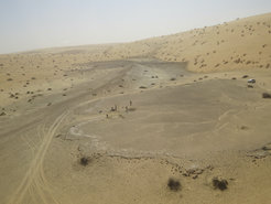 The site of Khall Amayshan 4 in northern Saudi Arabia, where evidence of repeated visits by early humans over the last 400,000 years was found, associated with the remains of ancient lakes.